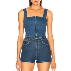 Rag & bone Paula zip bustier denim top